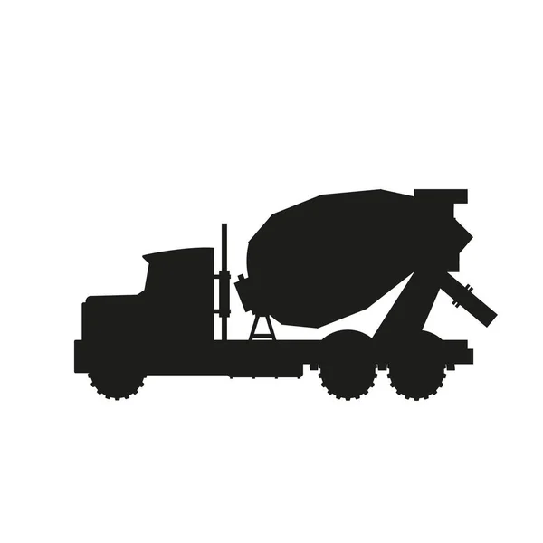 Silhouette Bétonnière Camion Illustration Vectorielle Isolée Sur Fond Blanc — Image vectorielle