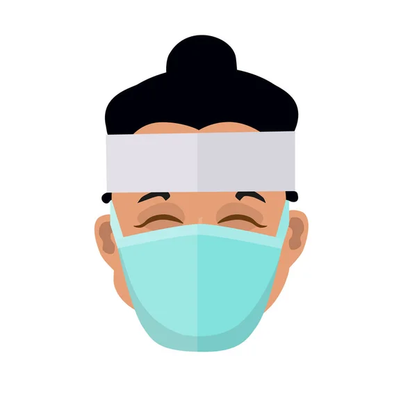 Hombre Japonés Chino Máscara Médica Protectora Ilustración Vectores Aislados Sobre — Vector de stock
