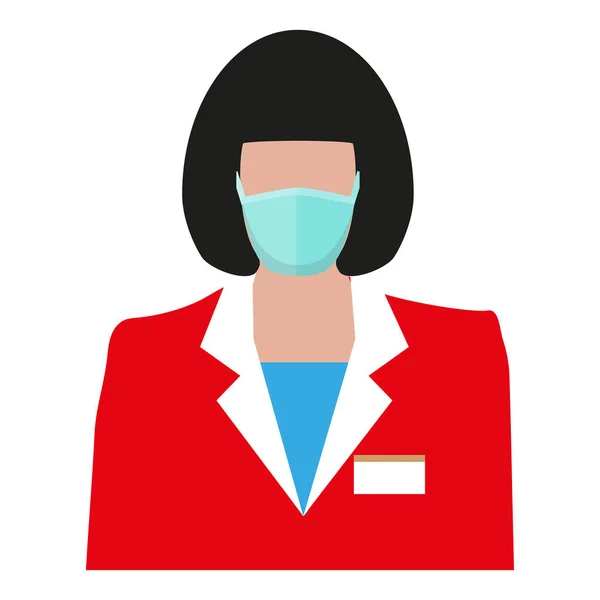 Icon Woman Wearing Uniform Medical Mask Vector Illustration Isolated White — Stock Vector