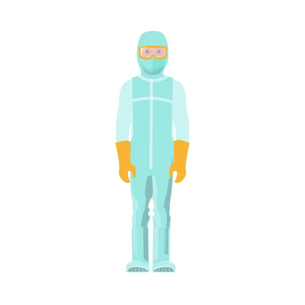 Άνδρας Προστατευτική Ιατρική Στολή Μάσκα Και Γάντια Εικονογράφηση Διανύσματος Απομονωμένη — Διανυσματικό Αρχείο