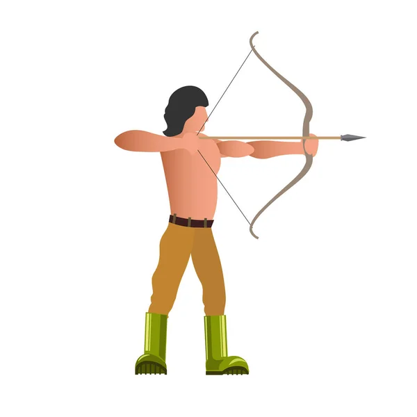 Aiming Archer Bow Arrow Vector Illustration Isolated White Background Royalty Free Stock Illustrations