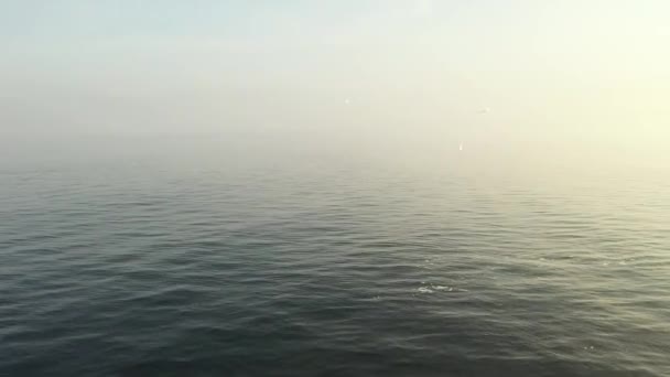 Вид Сверху Большой Высоты Зеленую Морскую Воду Камера Пролетает Над — стоковое видео