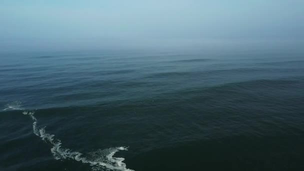 緑の海の水のテクスチャの高高度からの空中トップダウンビュー カメラは水面に飛び 水面の景色を眺める 水面の背景 — ストック動画