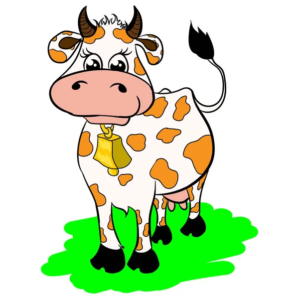 Cartoon cow with a bell — Stock Vector