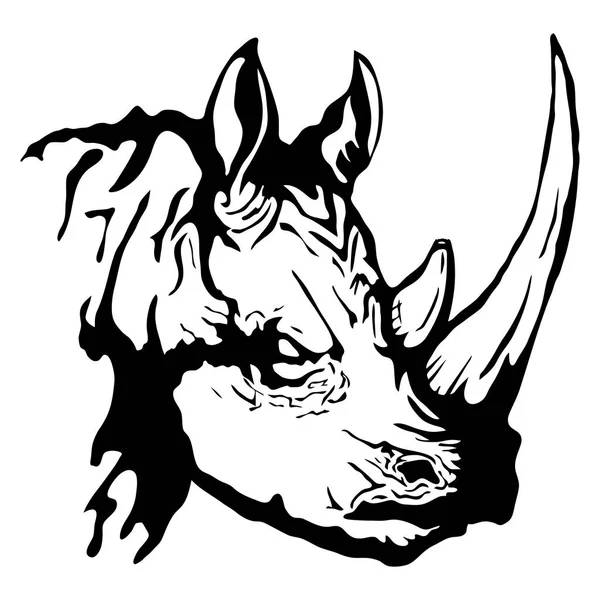 Ilustración aislada de una cabeza de rinoceronte — Vector de stock
