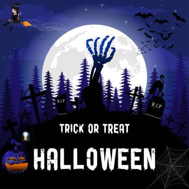 Halloween Trick or Treat Poster. Vektör çizim