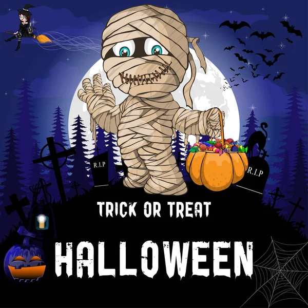 Cadı, anne, kabak ve lamba ile Cadılar Bayramı partisi tasarım şablonu