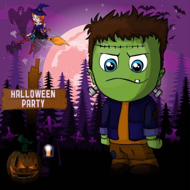 Cadılar Bayramı partisi tasarım şablonu Frankenstein ile