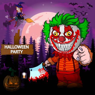 Palyaço ile Cadılar Bayramı partisi tasarım şablonu
