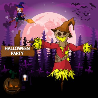 Cadılar Bayramı partisi tasarım şablonu ile korkuluk