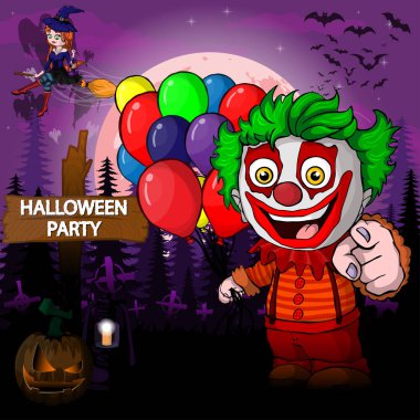 Palyaço ile Cadılar Bayramı partisi tasarım şablonu