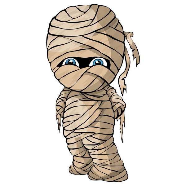Illustrazione isolata vettoriale di una allegra mummia per Halloween — Vettoriale Stock