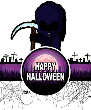Karanlık ölüm meleği/ölüm ile mutlu Halloween tasarım şablonu.