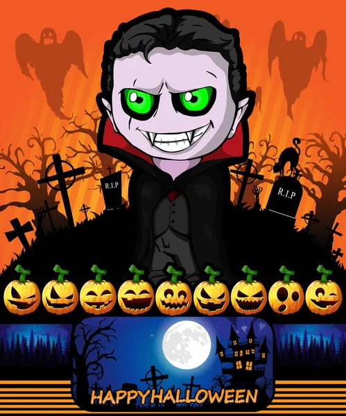 Halloween-Poster mit Vampir. Vektorillustration. — Stockvektor