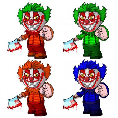 Şeytani palyaço bir knif, yüz korku ve manyağı tutan kümesi. 