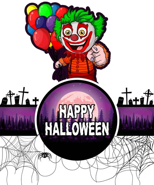 Happy Halloween projekt szablon z klauna. — Wektor stockowy