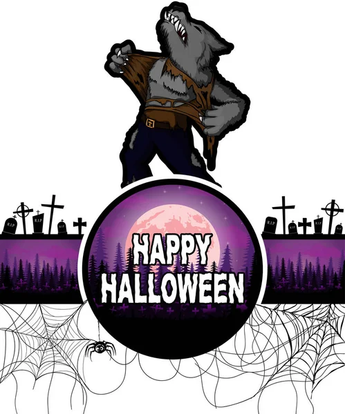 Modèle Happy Halloween Design avec loup-garou . — Image vectorielle
