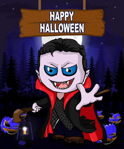 Modelo de design de Halloween com Drácula . — Vetor de Stock