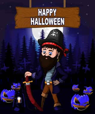 Korsan ile Halloween tasarım şablonu.