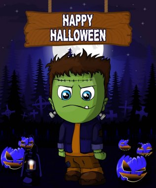 Cadılar Bayramı tasarım şablonu Frankenstein ile.