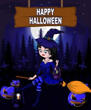 Cadı Cadılar Bayramı tasarım şablonu.