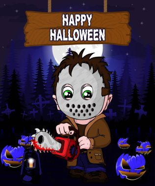 Katil maskesi ile Halloween tasarım şablonu.