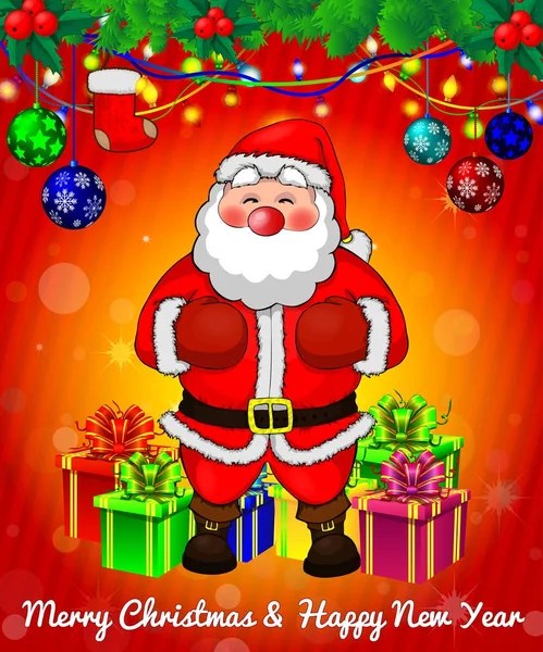 Noel Baba hediye kutuları kırmızı arka plan ile