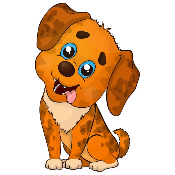 새 해 2018 강아지입니다. 행복 한 개 만화입니다. 귀여운 갈색 강아지. — 스톡 벡터