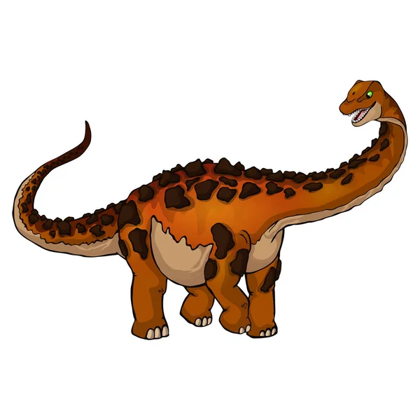 Schattige cartoon titanosaur. Geïsoleerde illustratie van een cartoon-dinosaurus — Stockvector