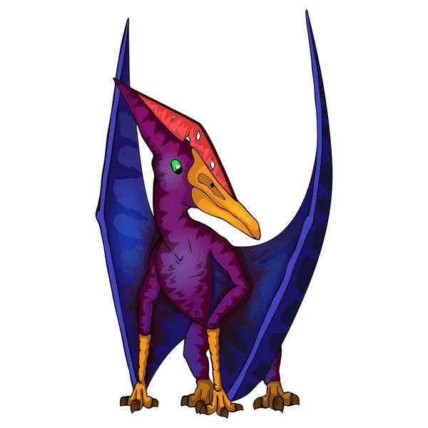 Mignon dessin animé pteranodon. Illustration isolée d'un dinosaure de dessin animé — Image vectorielle