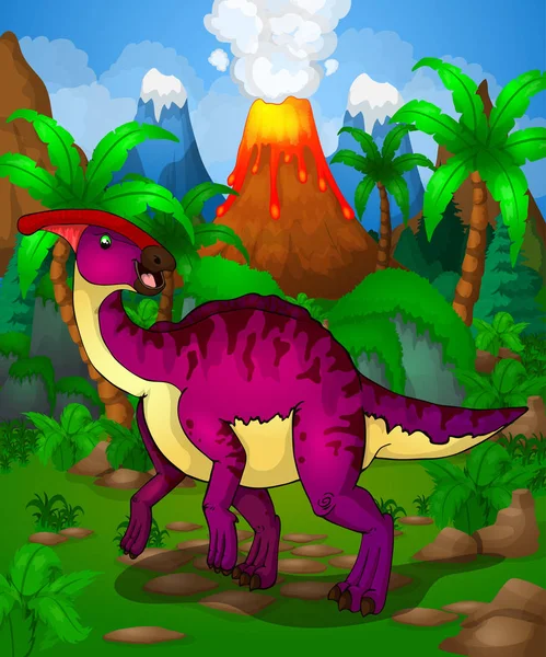 Netter Cartoon-Parasaurolophus. isolierte Illustration eines Cartoon-Dinosauriers — Stockvektor