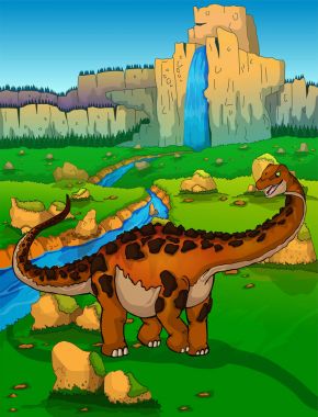 Diplodocus doğa arka plan üzerinde