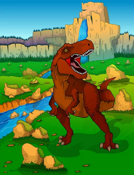 Тираннозавр на фоне природы — стоковый вектор