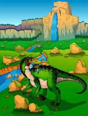 Baryonyx doğa arka plan üzerinde