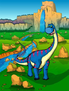 Diplodocus doğa arka plan üzerinde