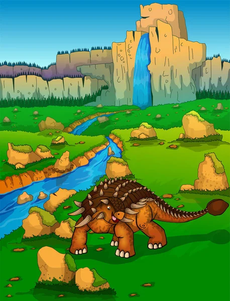 自然背景下的 Ankylosaur — 图库矢量图片