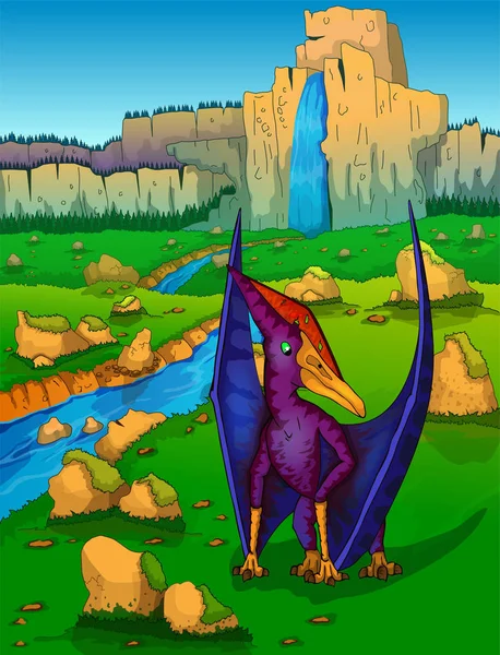 Pteranodon doğa arka plan üzerinde — Stok Vektör