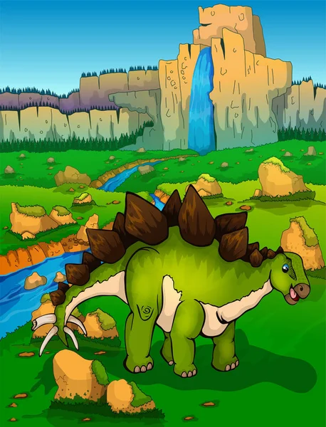 Stegosaurus doğa arka plan üzerinde — Stok Vektör