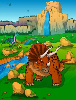 Triceratops doğa arka plan üzerinde