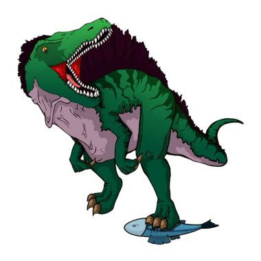 Bir karikatür Spinosaurus izole gösteren resim