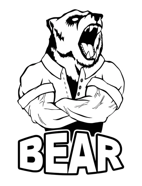 Elszigetelt vektoros illusztráció egy erős vad medve-ember. Logó — Stock Vector