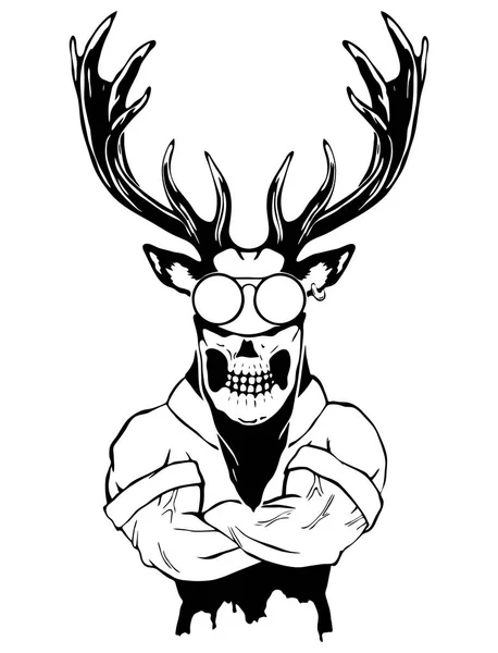 Strome modne jelenia Hipster zwierzęta. Styl Vintage ilustracja logo, tatuaż, godło — Wektor stockowy