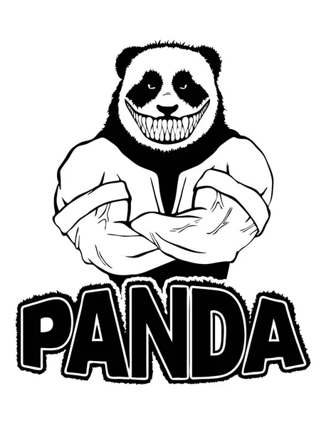 İzole vektör çizim güçlü bir kötü vahşi panda-adam