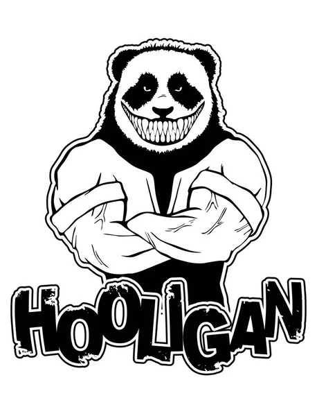 Tisk na trička "hooligan" s obrazem panda — Stockový vektor