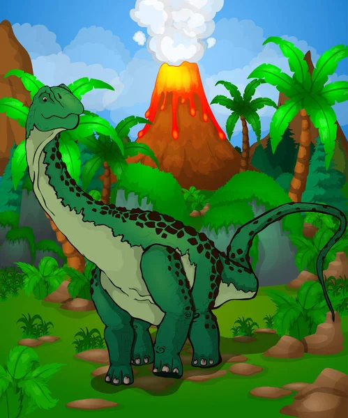 Lindo dibujos animados diplodocus . — Vector de stock