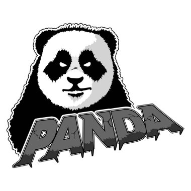 Panda logo izole beyaz zemin üzerine.