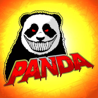 Sarı bir arka plan üzerinde kötü Panda logo.