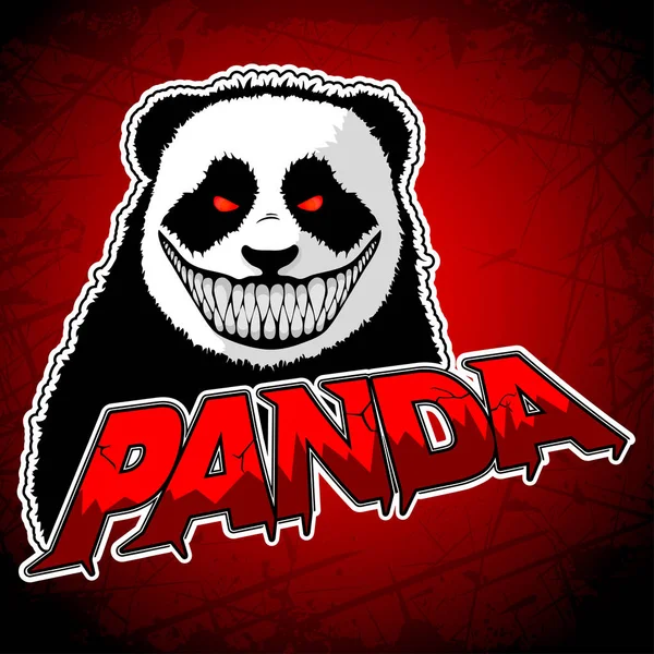 Evil Panda logo na červeném pozadí. — Stockový vektor