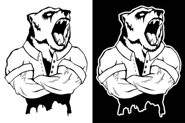 Ilustracja na białym tle wektor silny dziki niedźwiedź człowiek — Wektor stockowy