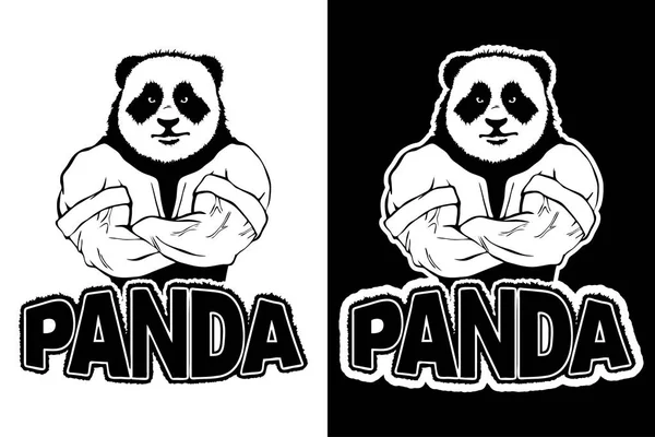 İzole vektör çizim güçlü bir vahşi panda-adam